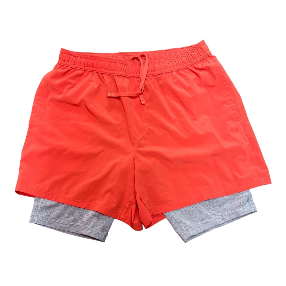 DSG Mens 2-in-1 Training Shorts Bundle Orange Sage Green Size Medium 2pk